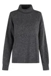 Department Five High Neck Dark Gray Melange Sweater With Side Slits In Gray