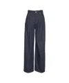 Department Five High-waisted Wide-leg Jeans With Elegant Pleats In Blue