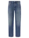 Department Five Straight Leg Stonewashed Denim Jeans With Classic Fit In Blue