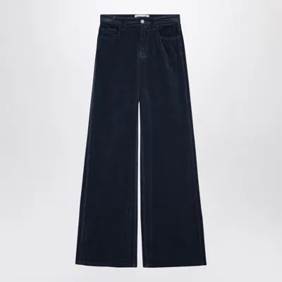 Department Five Navy Blue Corduroy Palazzo Trousers In Black