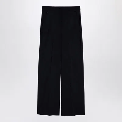 Department Five Navy Blue Wool-blend Trousers In Black