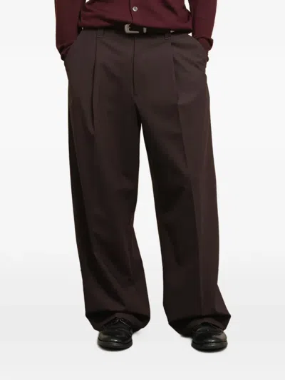 Department Five Pailot Pleated-detail Trousers In Brown