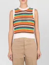 Department Five Patty Cropped Knit Striped Sleeveless Top In Multi