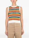 Department Five Patty Cropped Knit Striped Sleeveless Top In Multi