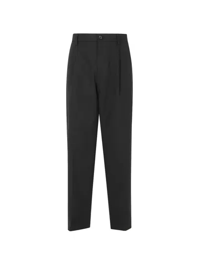 Department Five Pleat-detail Logo-patch Trousers In Black