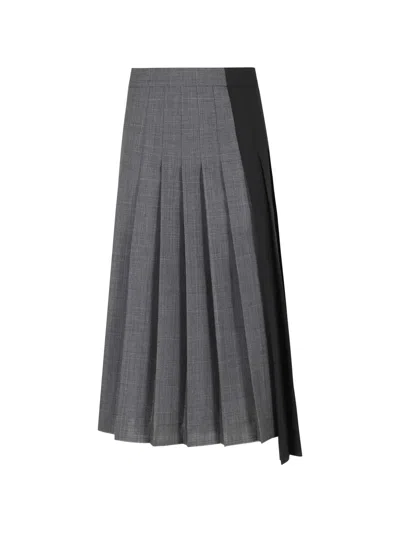 Department Five Pleated Prince Of Wales Check Midi Skirt In Multi