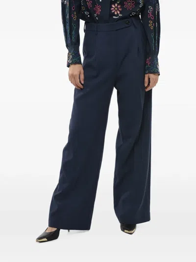 Department Five Pleated-front Palazzo Pants In Blue