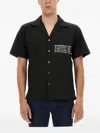 Department Five Hawaiian Shirt With Logo Print In Black