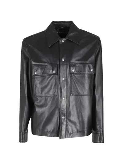 Department Five Pockets Leather Shirt In Black