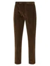 Department Five Pleat Logo-patch Trousers In Brown