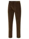 Department Five Pleat Logo-patch Trousers In Brown