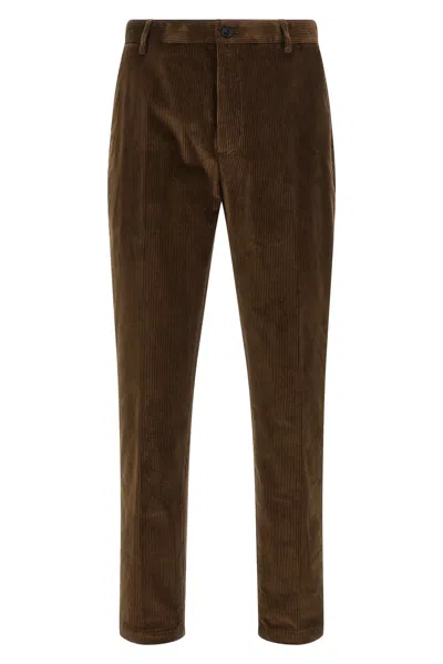 Department Five Pleat Logo-patch Trousers In Brown