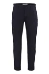 Department Five Solid Color Stretch Cotton Prince Chino Pants In Blue