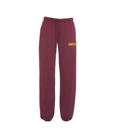 Department Five Relaxed Fit Red Jogging Pants With Elastic Waist And Cuffs In Burgundy