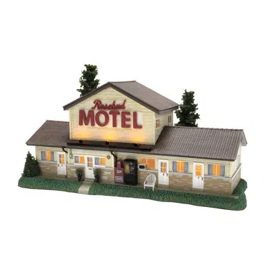 Department Five Schitts Creek Hot Properties Village Schitt's Creek The Rosebud Motel Lit Village Building In Tan;brown;green