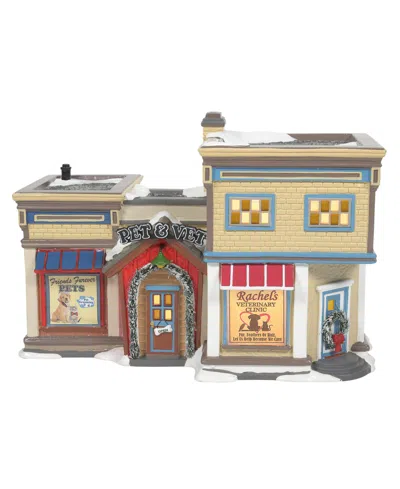 Department Five Snow Village Light Up Pet Vet Clinic Figurine In Multi