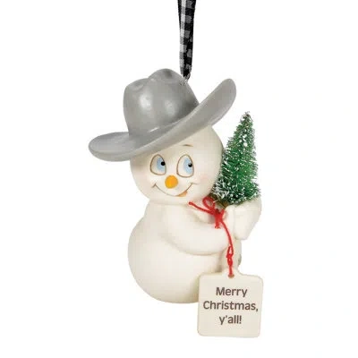 Department Five Snowpinions Farmhouse Merry Christmas Y'all Snowman Ornament 3.78 Inch In White