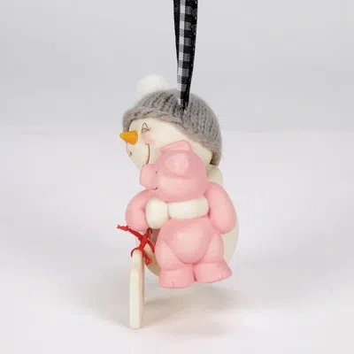 Department Five Snowpinions Farmouse Sticking Together Fat Thighs Snowman Ornament 3.15 Inch In Pink