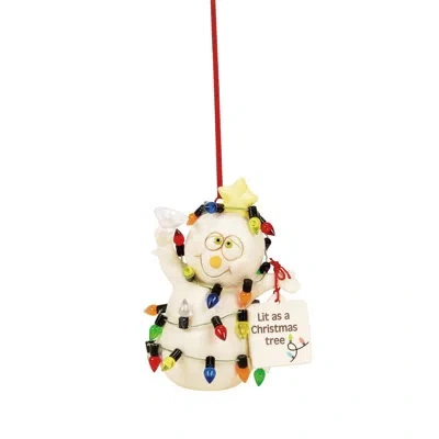 Department Five Snowpinions Lit As A Christmas Tree Snowman Ornament 3.54 Inch In Multi