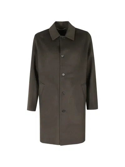 Department Five Spread-collar Single-breasted Coat In Green