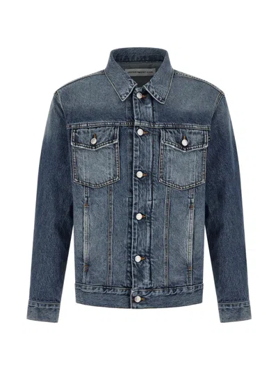 Department Five Stone Washed Contrast Stitching Jacket In Blue