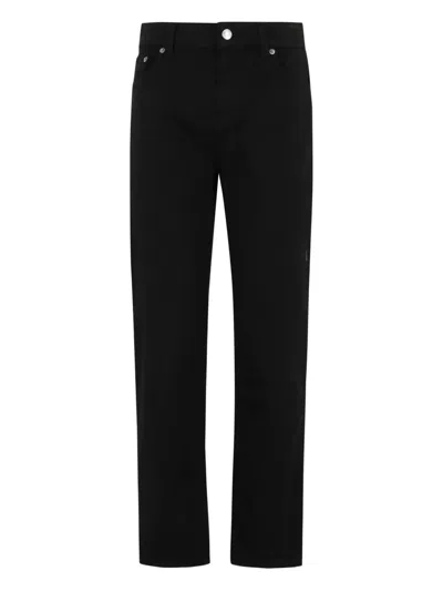 Department Five Straight Logo-patch Trousers In Black