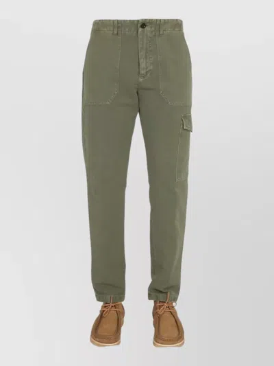 Department Five Straight-leg Casual Pants With Button Closure In Green