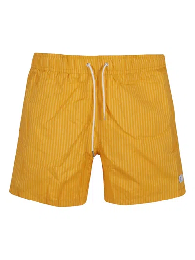 Department Five Striped Drawstring Swim Shorts In Yellow