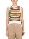 Department Five Patty Cropped Knit Striped Sleeveless Top In Multi