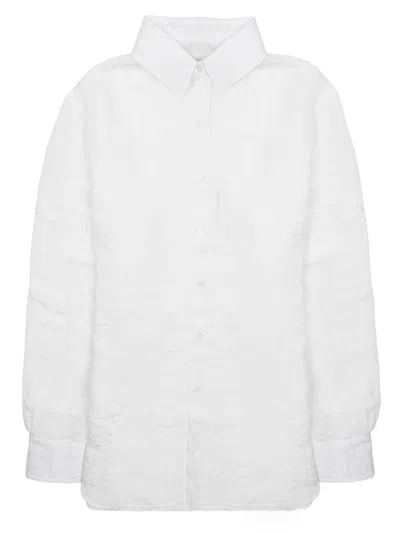 Department Five Structured Collar White Button-up Shirt With Textured Fabric