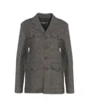 Department Five Structured Military-inspired Jacket With Flap Pockets And Herringbone Pattern In Gray