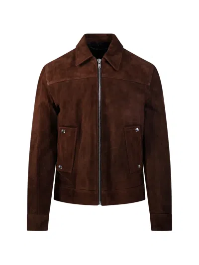 Department Five Suede Panelled Jacket In Brown