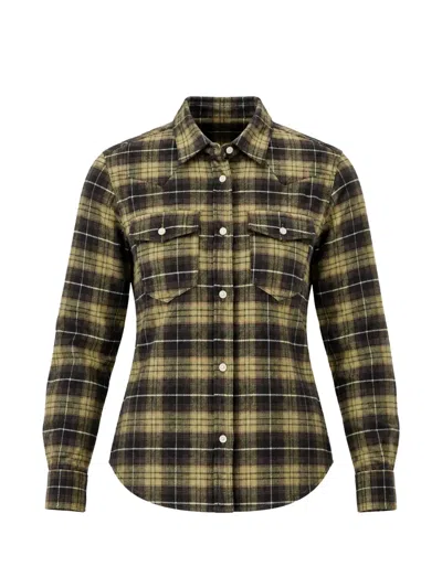 Department Five Texan Check-pattern Western Shirt In Green