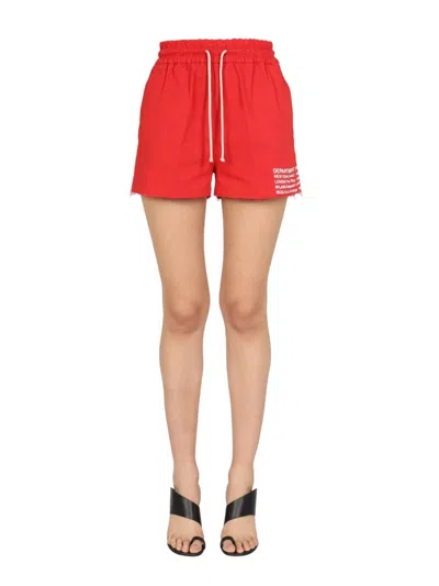 Department Five Trendy Logo Print Shorts For Women In Red