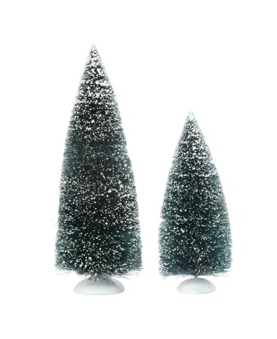 Department Five Village Bag-o-frosted Topiaries Figure Set Of 2 In Green