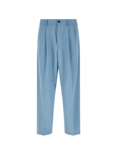 Department Five Whisky Belt-loop Pleat Trousers In Blue