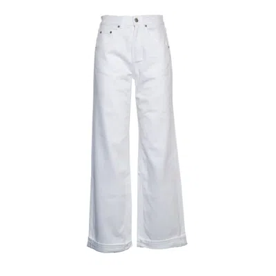 Department Five White Wide-leg Jeans With Custom Button Closure