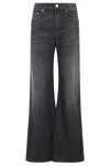 Department Five Wide-leg Black Denim Jeans With Medium Rise In Black