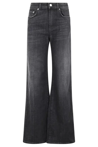 DEPARTMENT FIVE DEPARTMENT FIVE WIDE-LEG BLACK DENIM JEANS WITH MEDIUM RISE