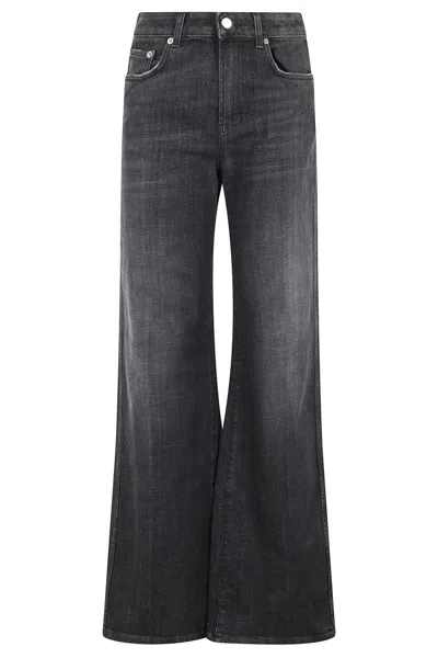 DEPARTMENT FIVE WIDE-LEG BLACK DENIM JEANS WITH MEDIUM RISE