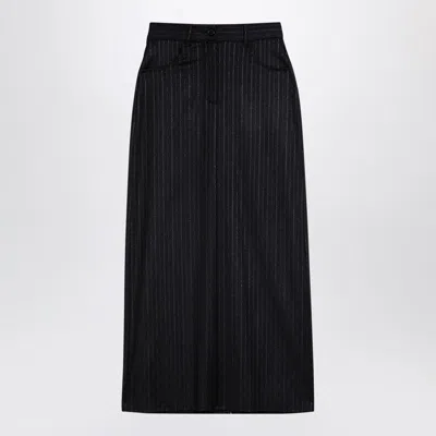 Department Five High-waisted Pinstripe Wool-blend Skirt In Grey