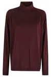 Department Five Yugo Pattern High Collar Sweater With Back Button Opening In Burgundy