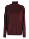 Department Five Yugo Pattern High Collar Sweater With Back Button Opening In Red
