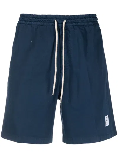 DEPARTMENT FIVE DARK BLUE LOGO PATCH SHORTS