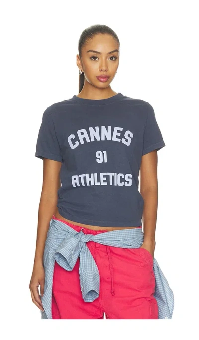 Departure Cannes 91 Athletics Boxy Tee In Blue