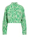 Dependance Zebra-print Button-up Cropped Jacket In Green