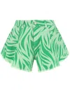 Dependance Zebra-print Flared Shorts In Green