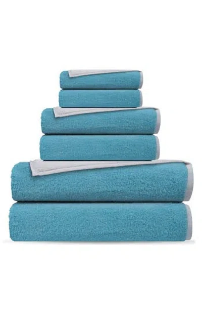 Depera Double Face 6-piece Turkish Cotton Towels Set In Blue