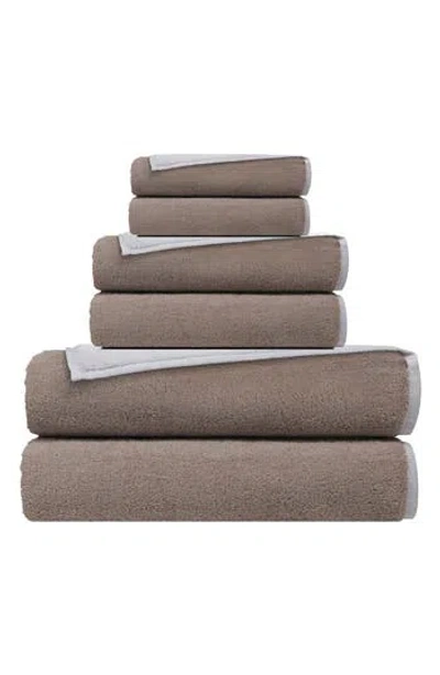 Depera Double Face 6-piece Turkish Cotton Towels Set In Brown