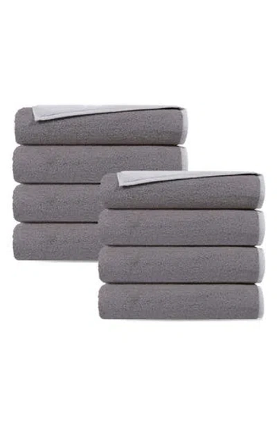 Depera Double Face 8-piece Turkish Cotton Hand Towels In Gray